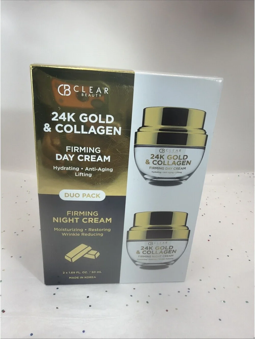 Clear Beauty 24K Gold & Collagen Firming Day Cream & Night Cream Duo Set